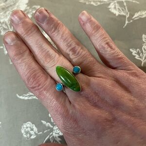 925 sterling silver, Sonoran and turquoise ring. Never worn. Stamped 925